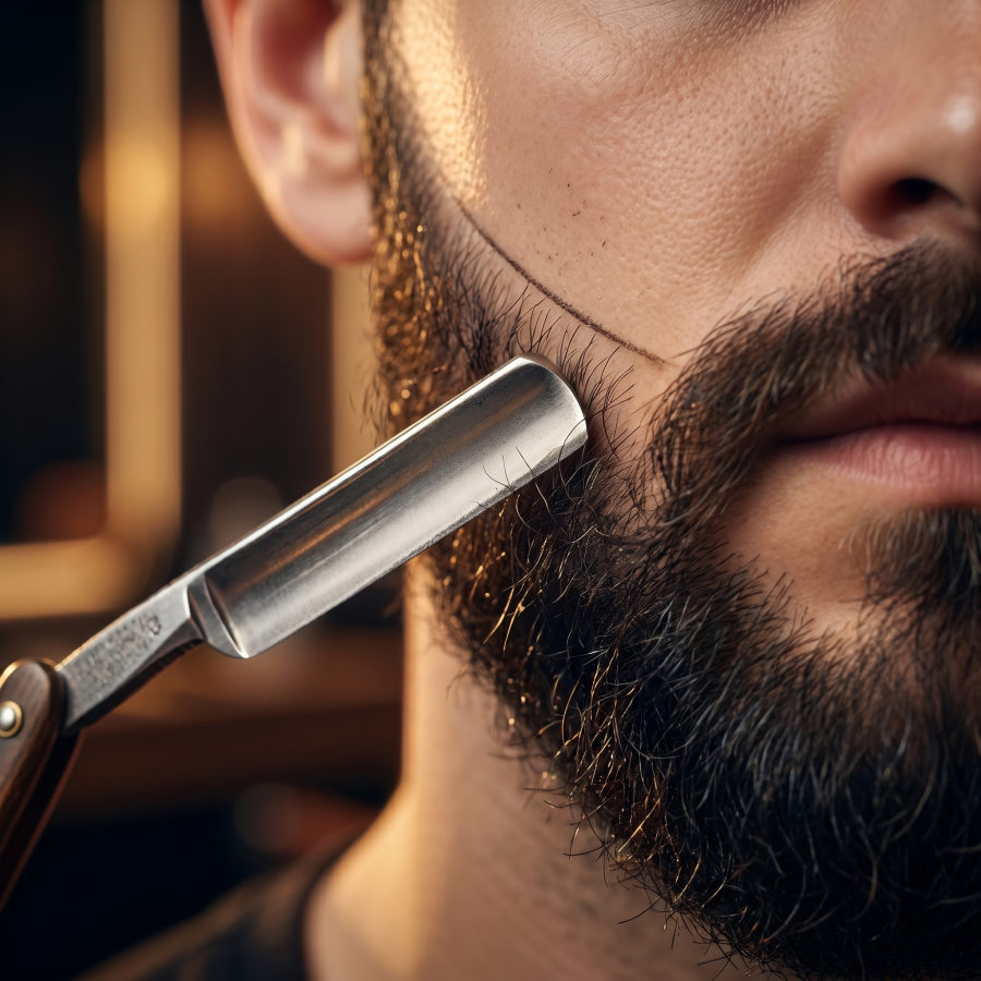 Beard lining with a straight razor