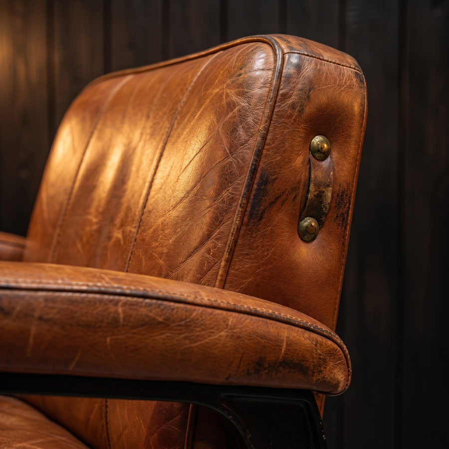 Cognac leather chair detail